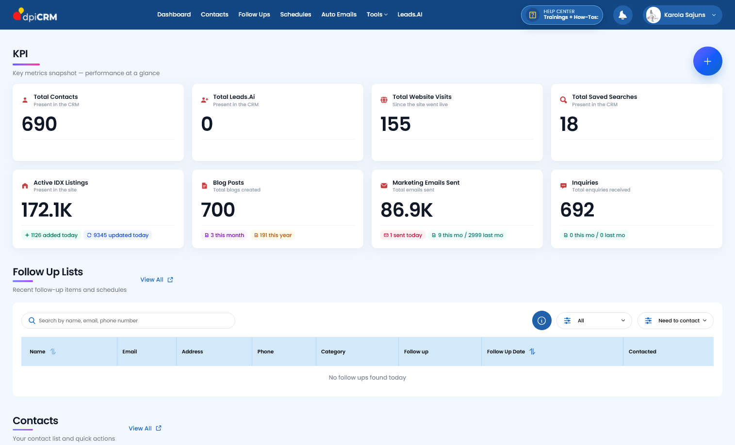 CRM client list screenshot